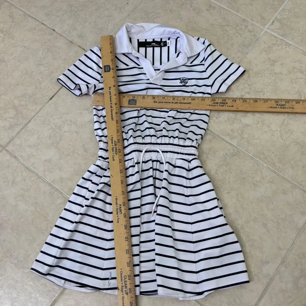 Ralph Lauren X Girls Striped Dress elastic drawstring waist  Size S (7) pockets